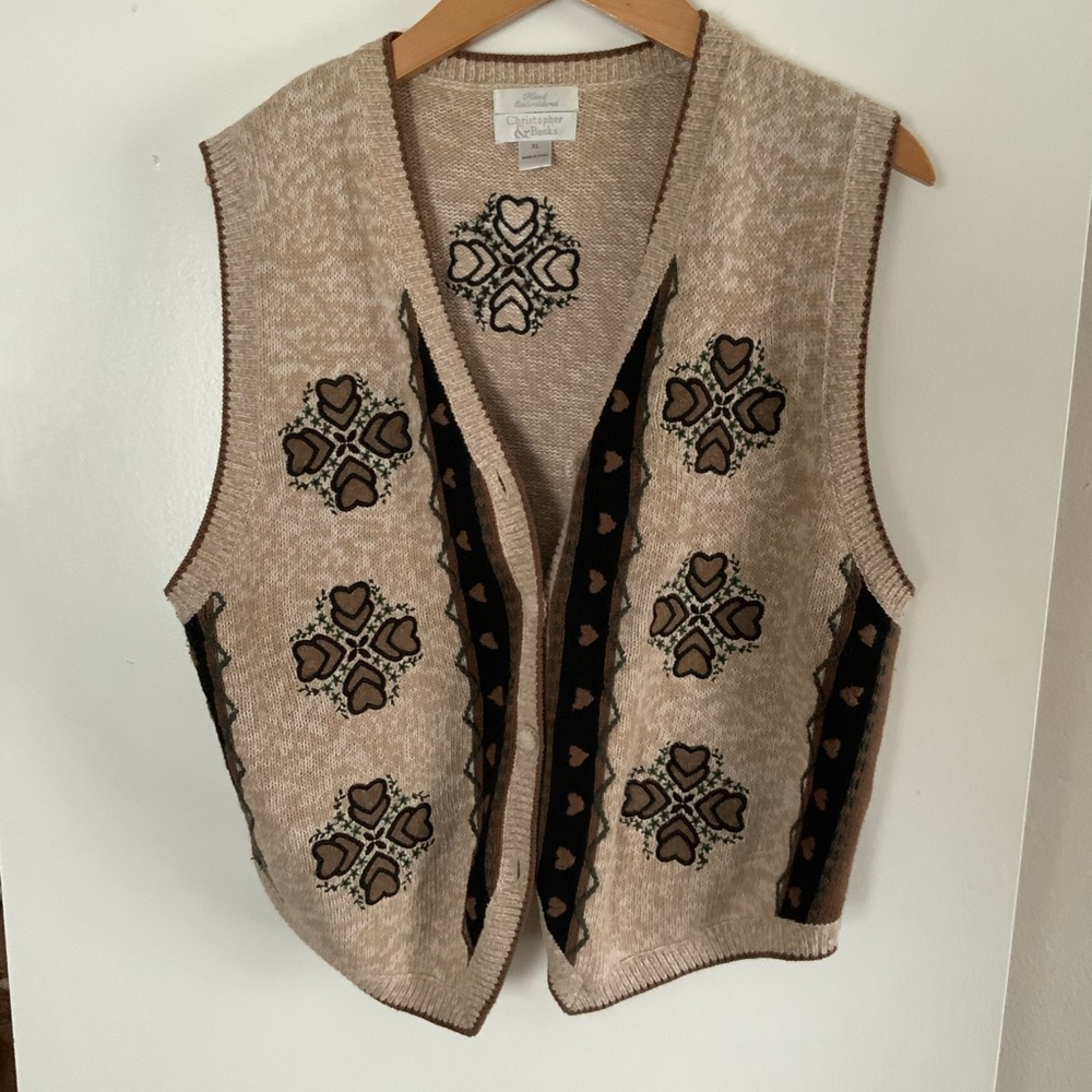Christopher & Banks Beige and Brown Knit Vest